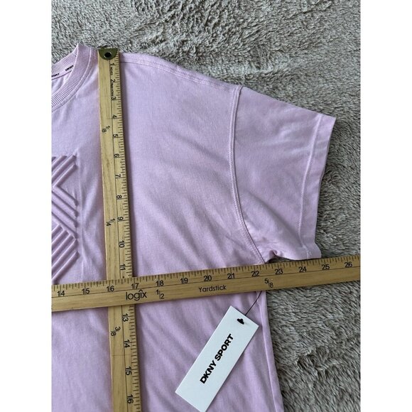 DKNY Sport Women's Cotton Embossed Logo High-Low T-Shirt Purple M New - Picture 9 of 13